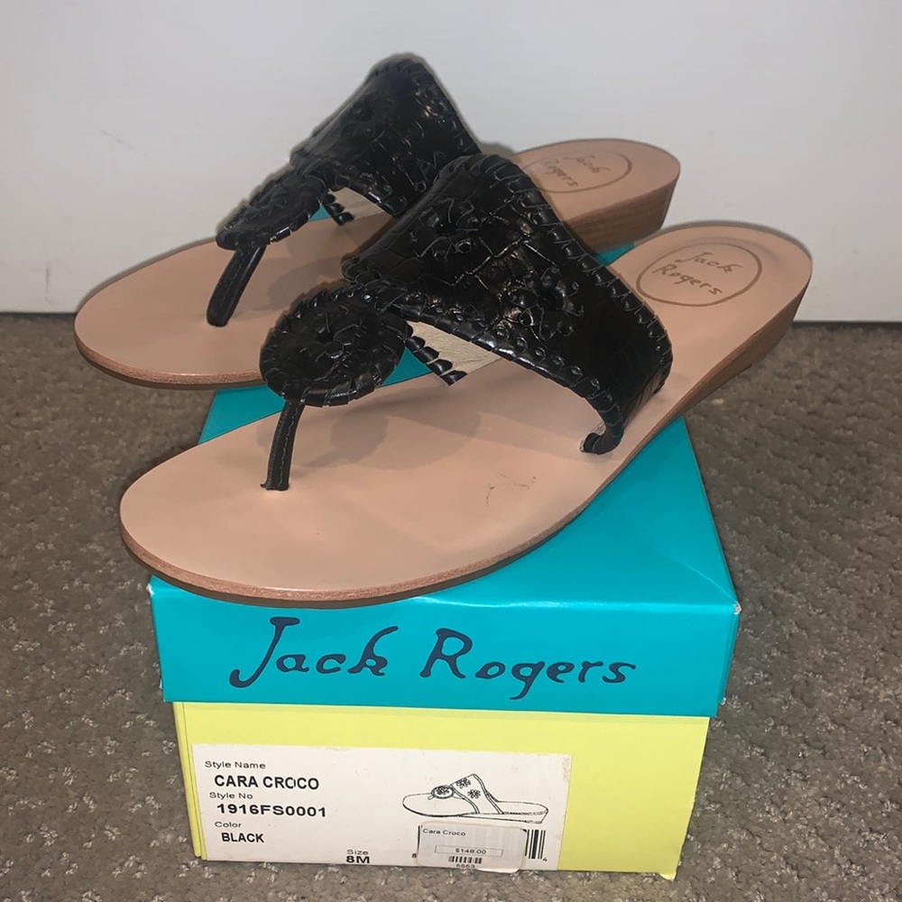 Cara Croco Black Jack Rogers Sandals